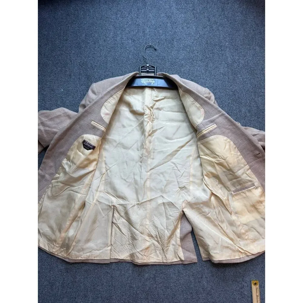 Vintage Jaguar Men's Blazer Jacket Sport Coat Stadium Size 42 Beige Wool